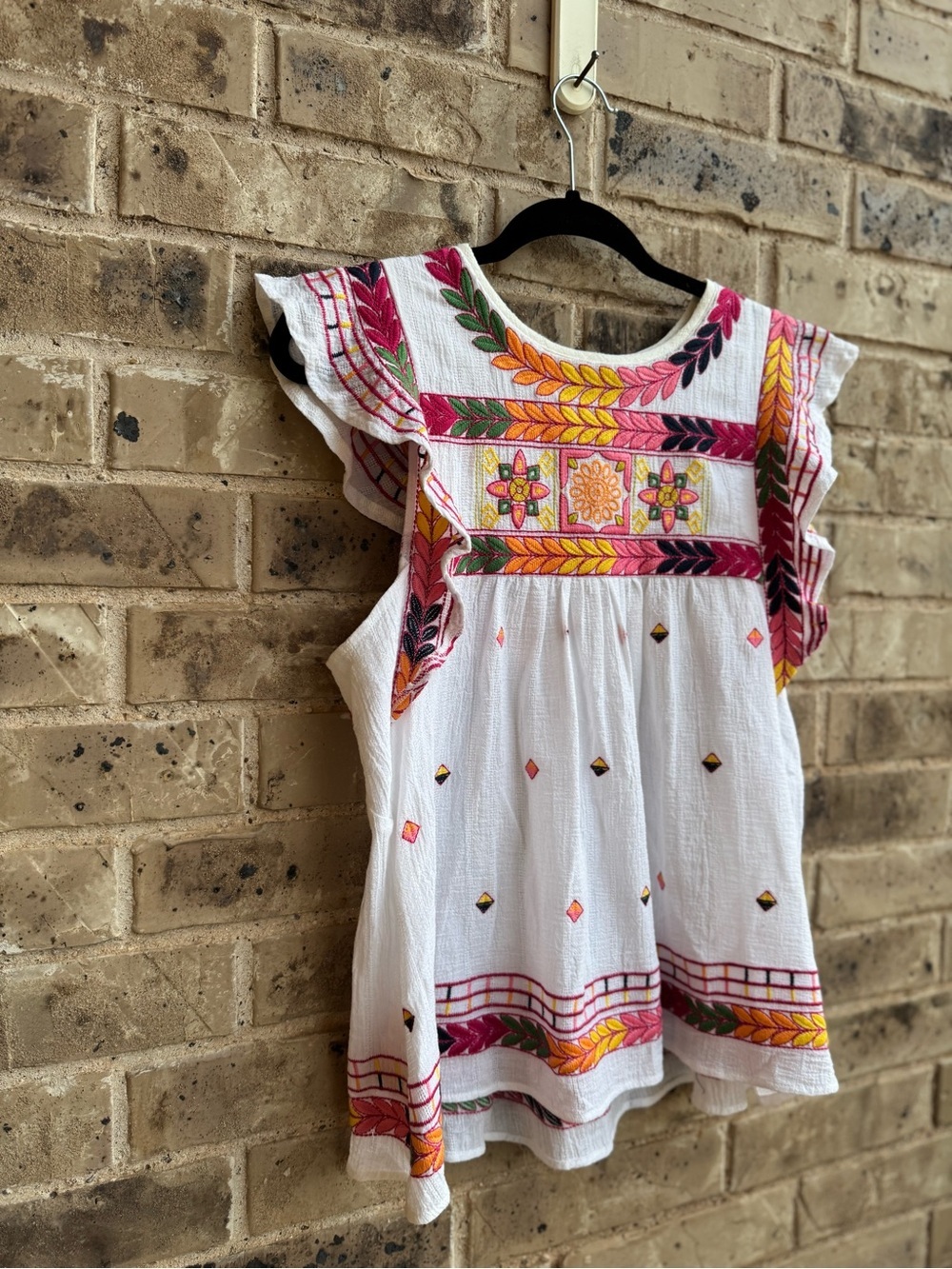 Anthropologie En Creme Ruffle Sleeve Embroidered Shirt Size small - Picture 4 of 9